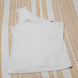 HARLEY DAVIDSON ONE SHOULDER TOP WHITE